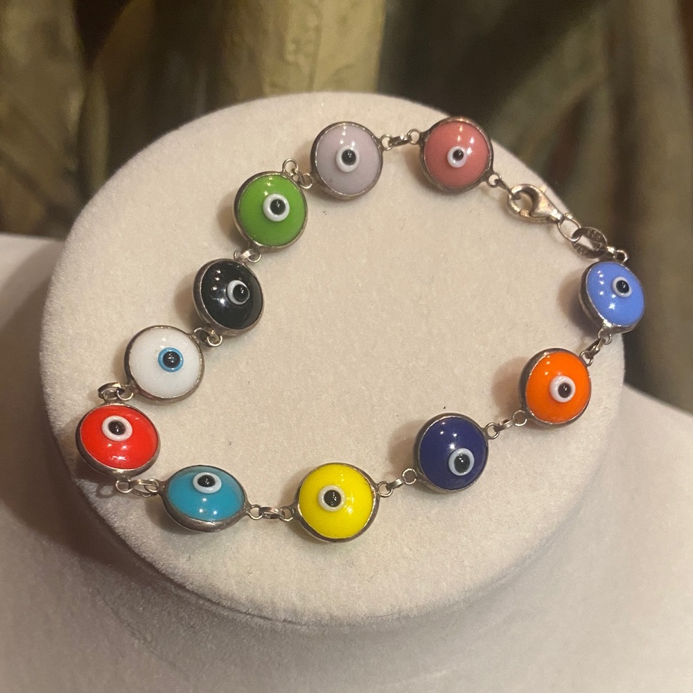 Sterling Evil Eye Bracelet